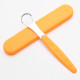 Tongue scraper, double-sided, metal, in case, Orange